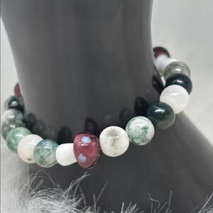 Moss Agate Mushroom Bracelet